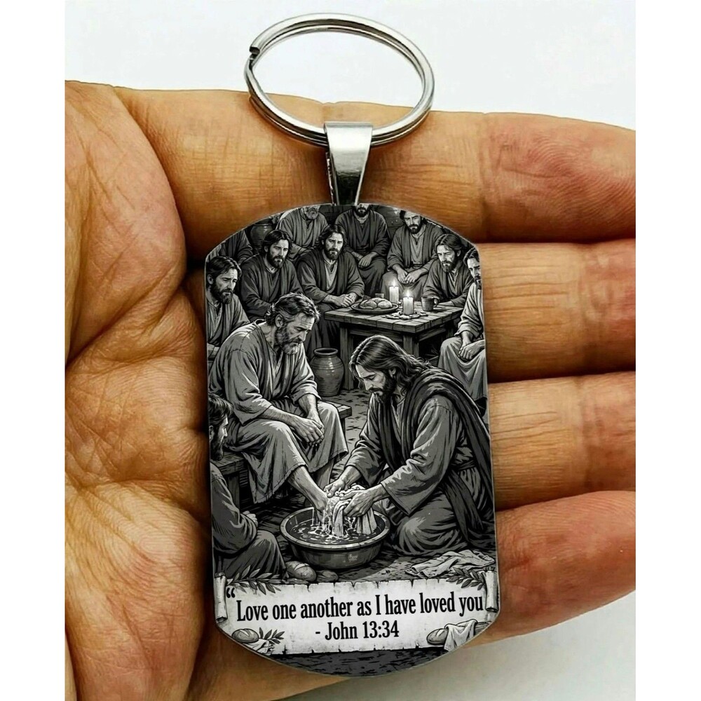 John 13 : 34 God Lord Jesus Christ Stainless Keychain Reminder Faith Bless